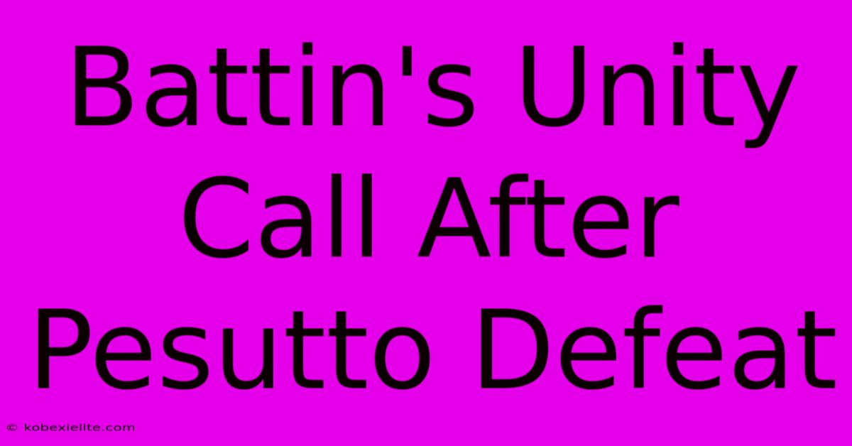 Battin's Unity Call After Pesutto Defeat