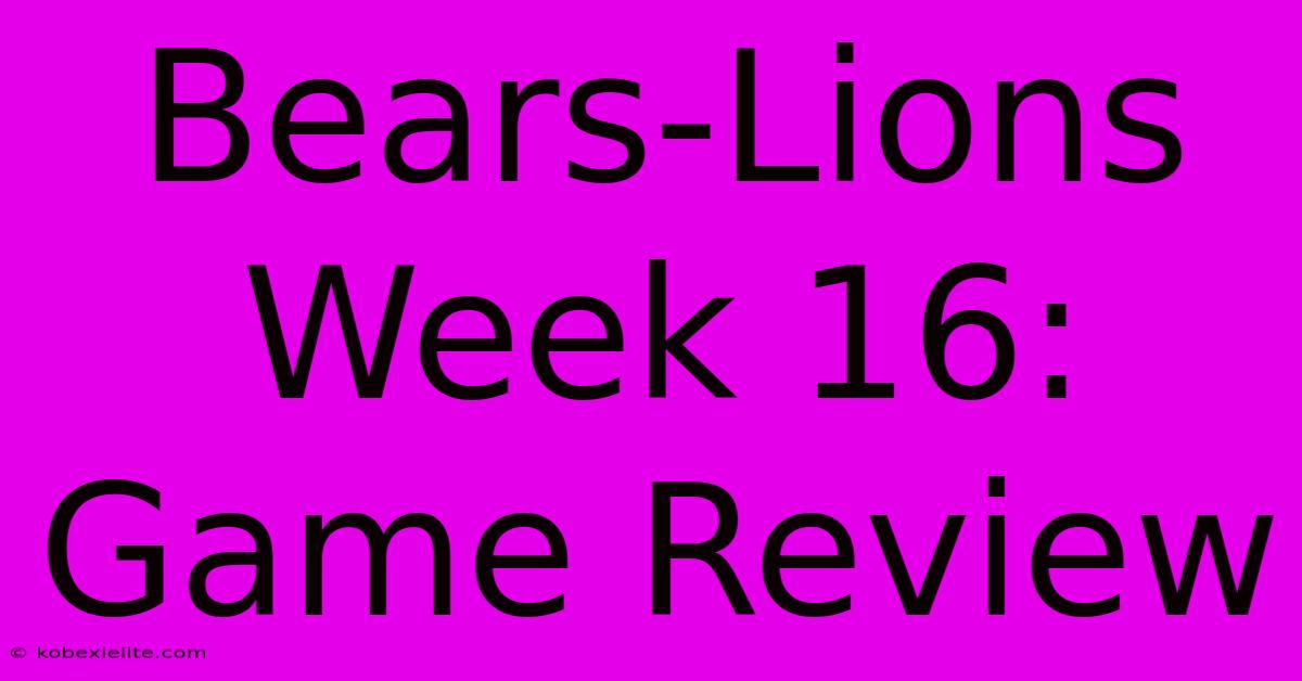 Bears-Lions Week 16: Game Review