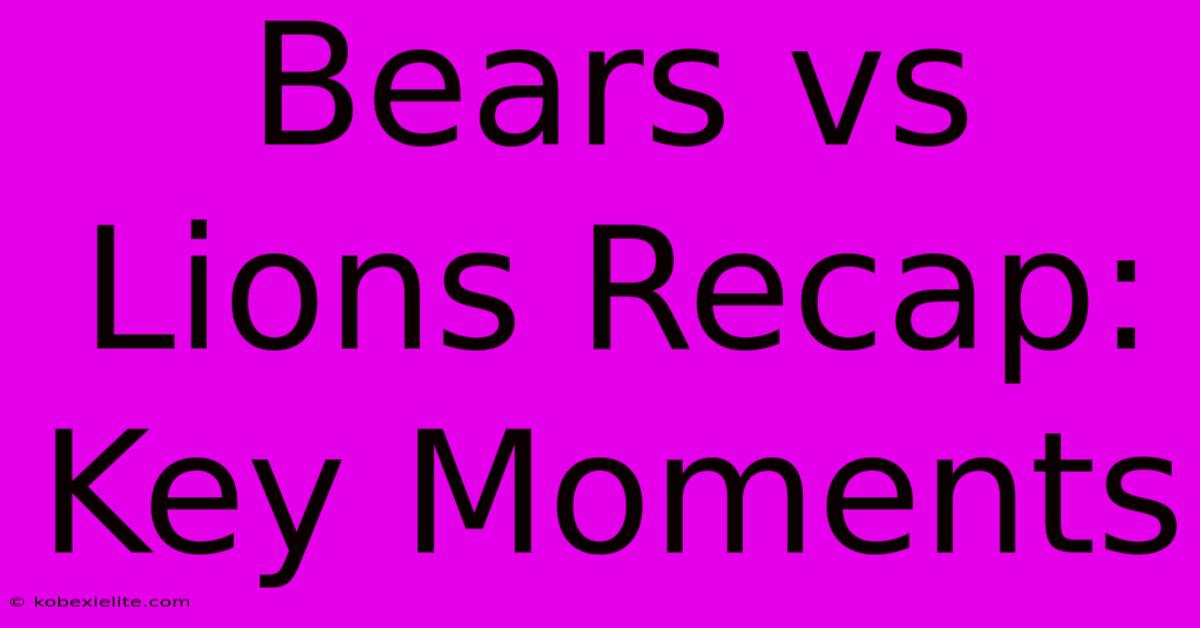 Bears Vs Lions Recap: Key Moments