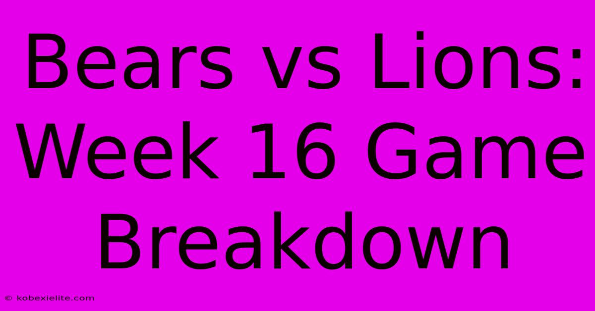 Bears Vs Lions: Week 16 Game Breakdown