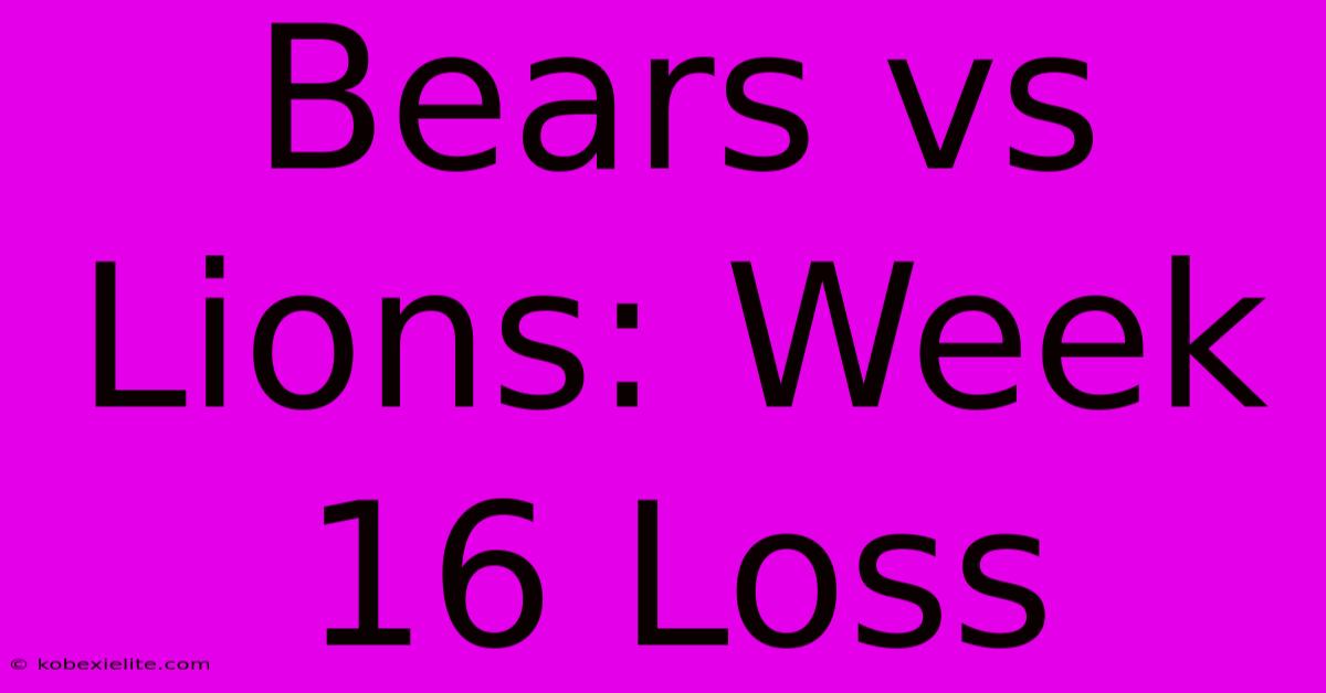 Bears Vs Lions: Week 16 Loss