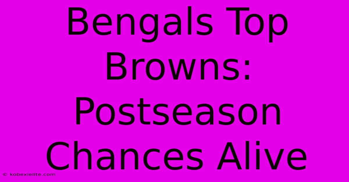 Bengals Top Browns: Postseason Chances Alive