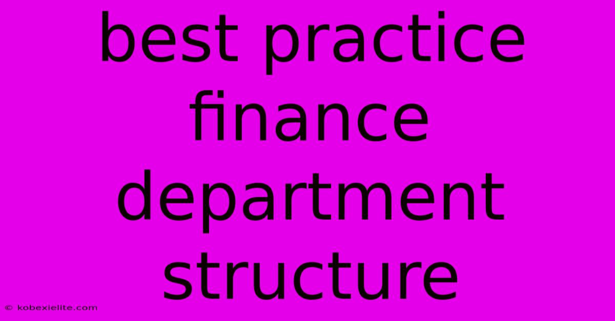 Best Practice Finance Department Structure Best Practice Finance Department Structure