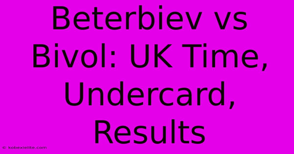 Beterbiev Vs Bivol: UK Time, Undercard, Results