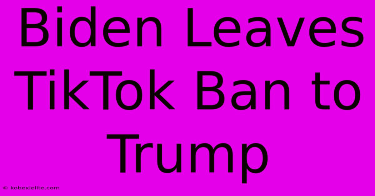 Biden Leaves TikTok Ban To Trump