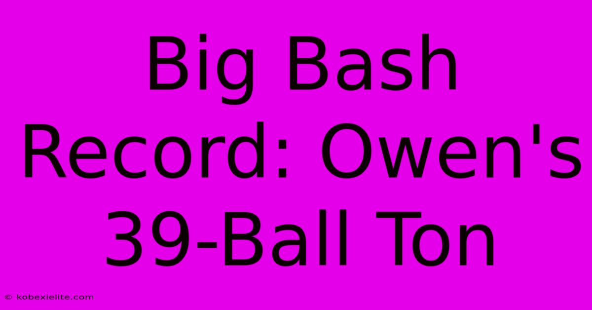 Big Bash Record: Owen's 39-Ball Ton