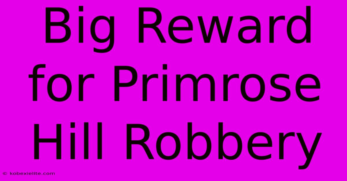 Big Reward For Primrose Hill Robbery