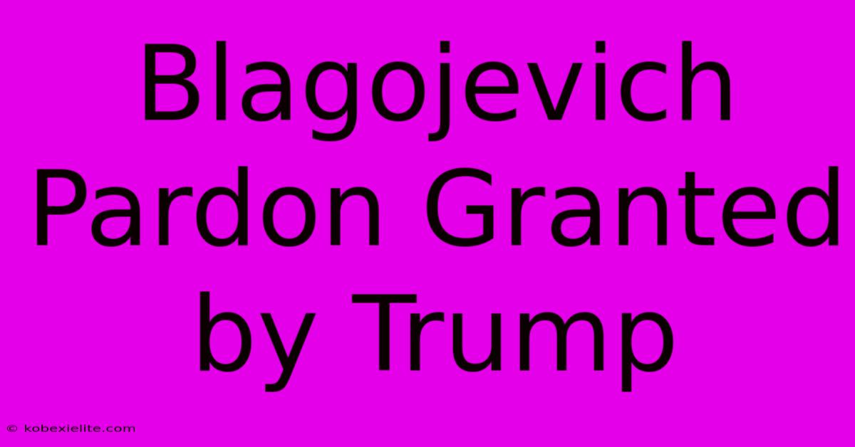 Blagojevich Pardon Granted By Trump