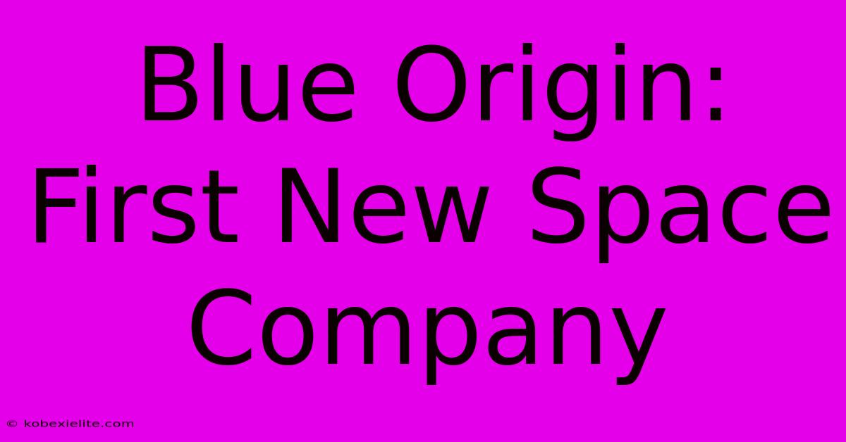 Blue Origin: First New Space Company