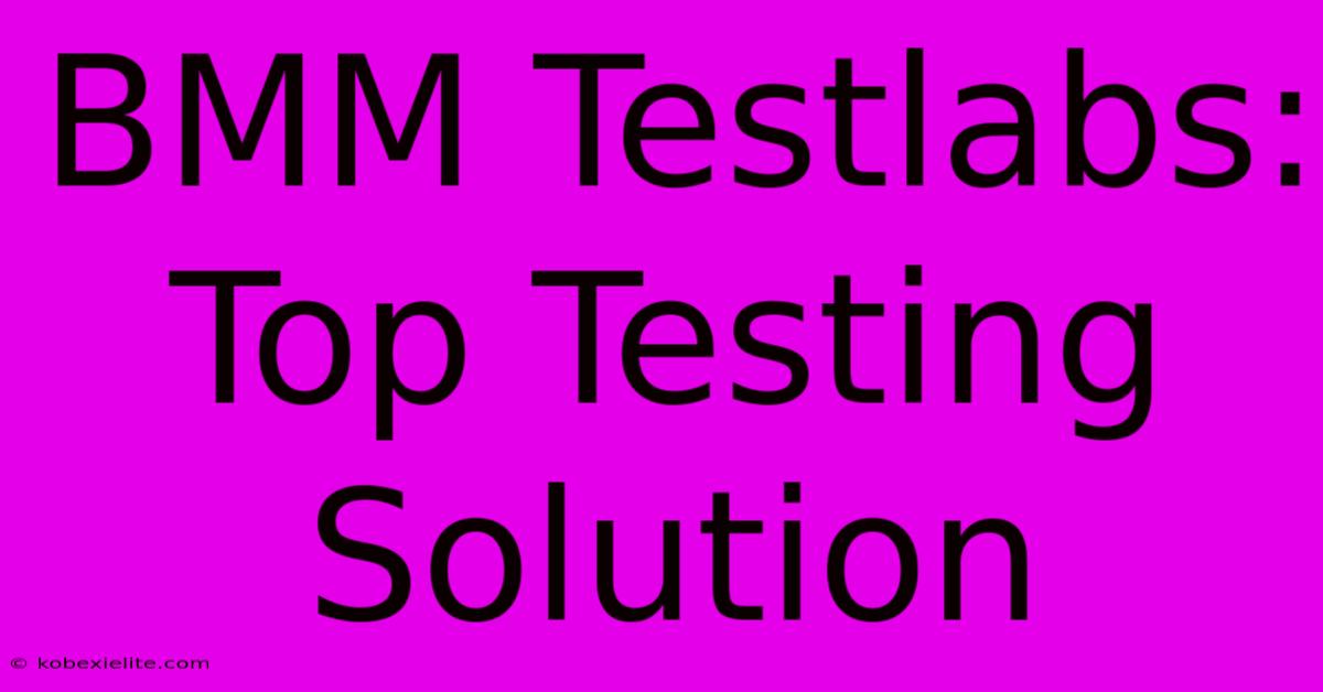 BMM Testlabs: Top Testing Solution BMM Testlabs: Top Testing Solution