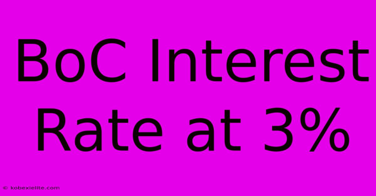 BoC Interest Rate At 3%