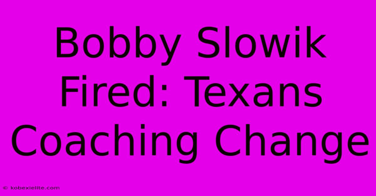 Bobby Slowik Fired: Texans Coaching Change