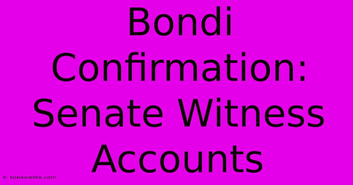 Bondi Confirmation: Senate Witness Accounts