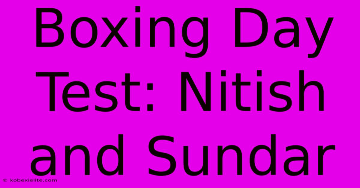 Boxing Day Test: Nitish And Sundar