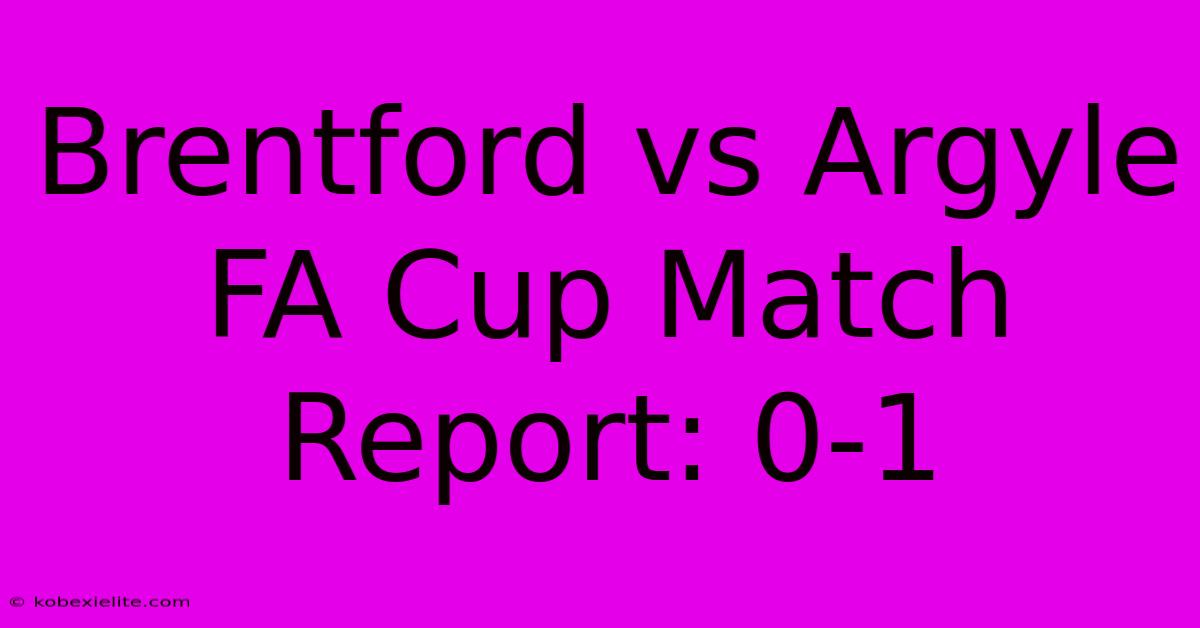 Brentford Vs Argyle FA Cup Match Report: 0-1