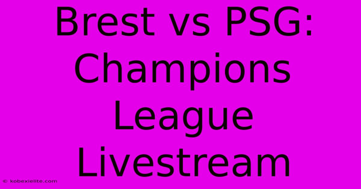 Brest Vs PSG: Champions League Livestream