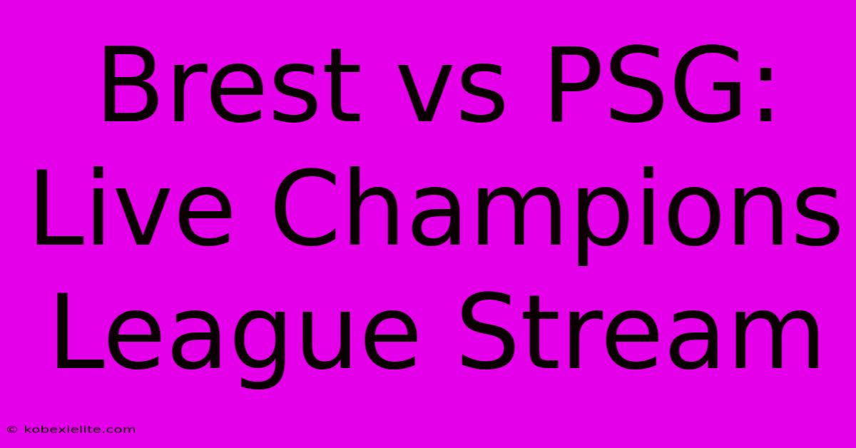 Brest Vs PSG: Live Champions League Stream