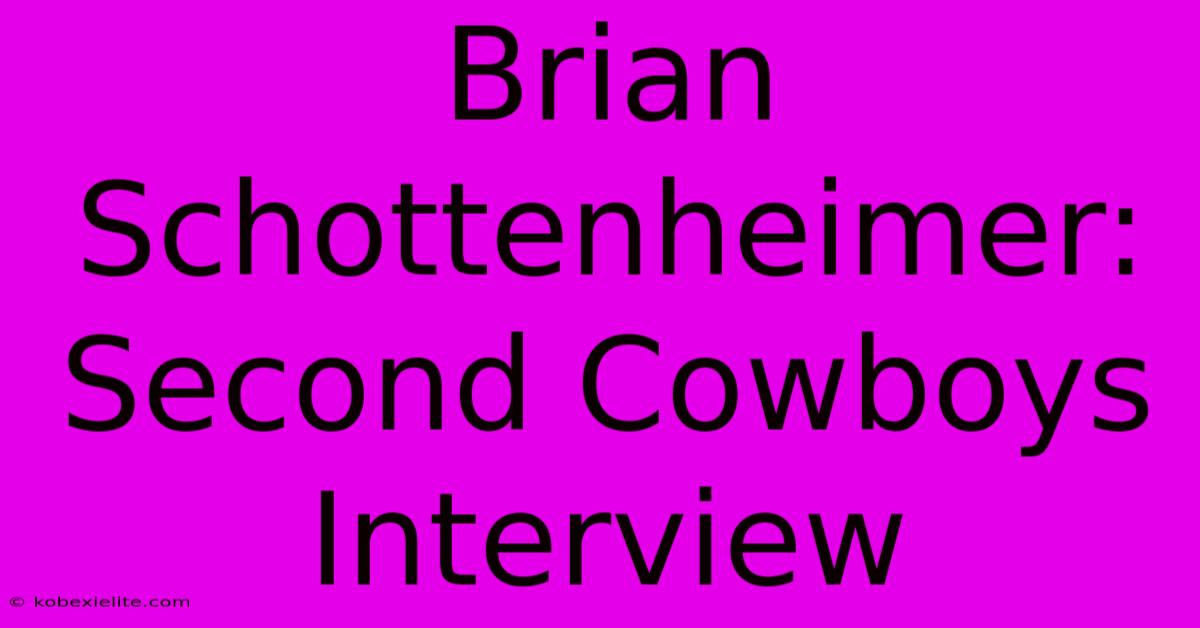 Brian Schottenheimer: Second Cowboys Interview