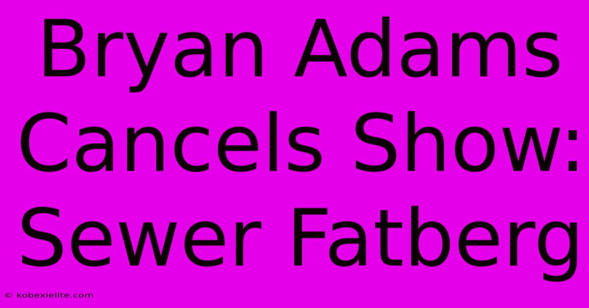 Bryan Adams Cancels Show: Sewer Fatberg