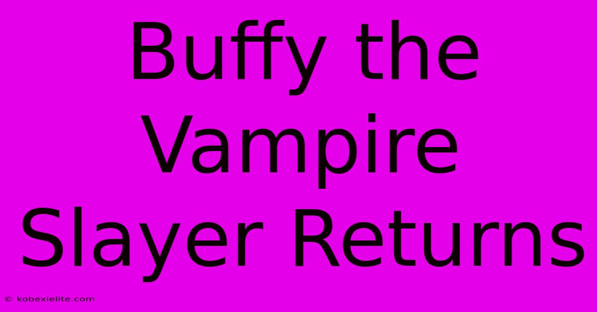 Buffy The Vampire Slayer Returns