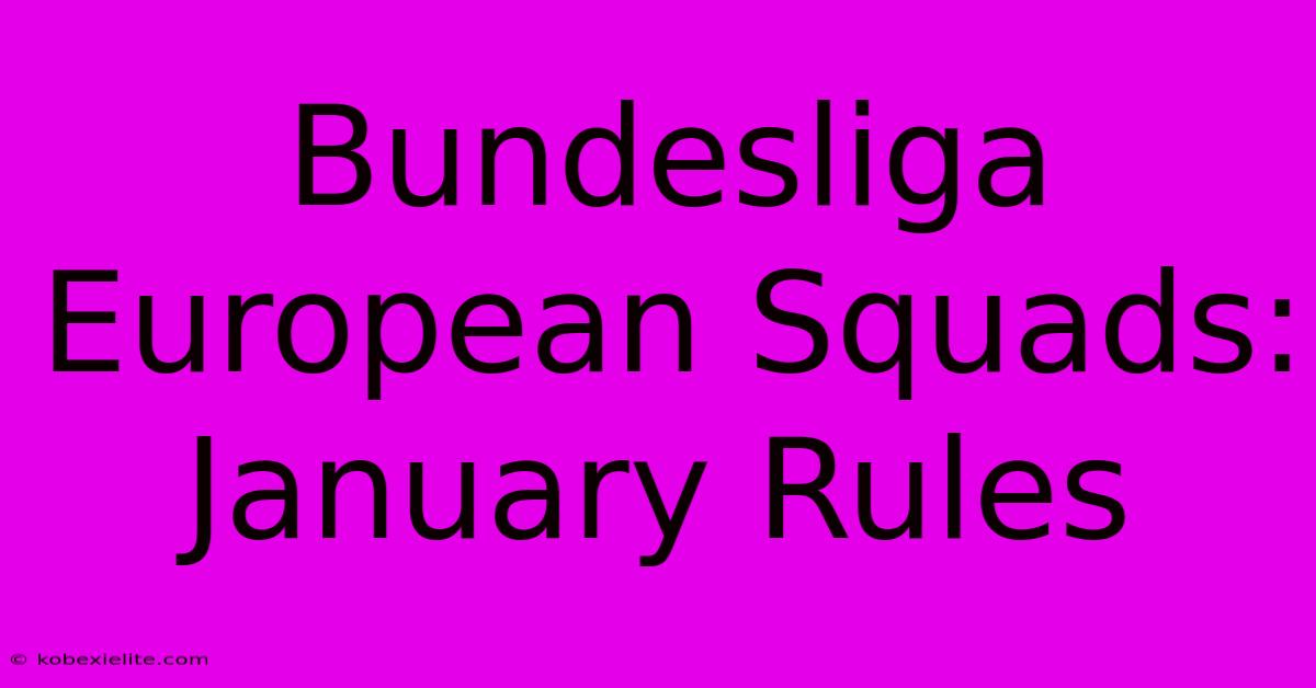 Bundesliga European Squads: January Rules