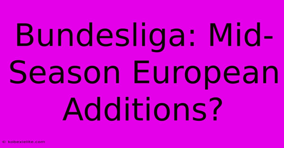 Bundesliga: Mid-Season European Additions?