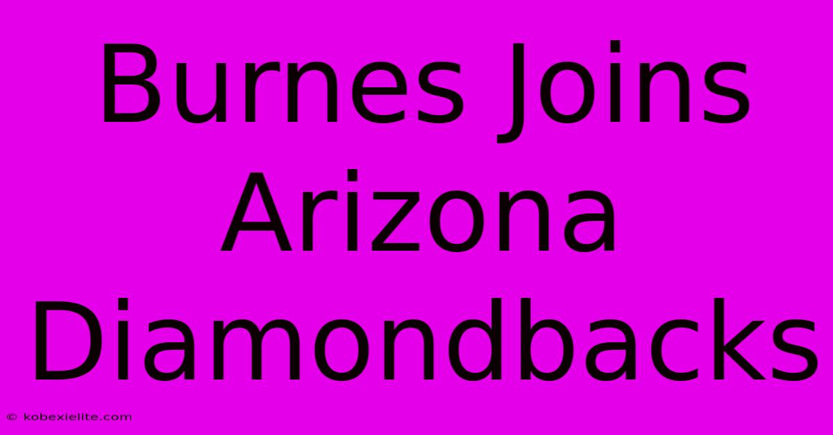 Burnes Joins Arizona Diamondbacks