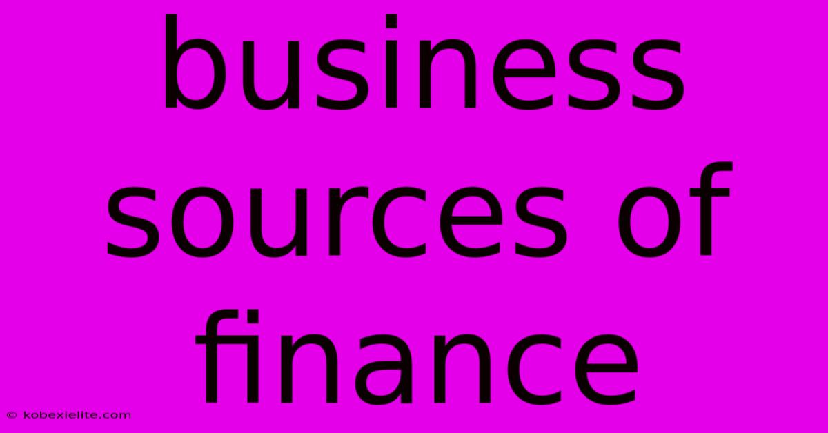 Business Sources Of Finance Business Sources Of Finance