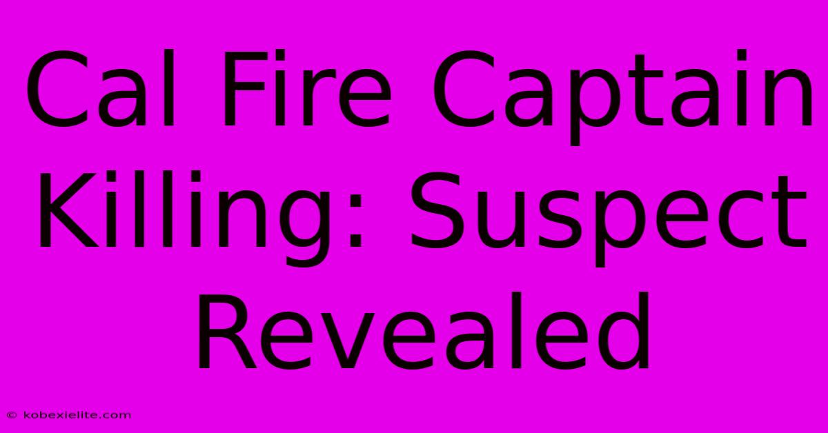 Cal Fire Captain Killing: Suspect Revealed