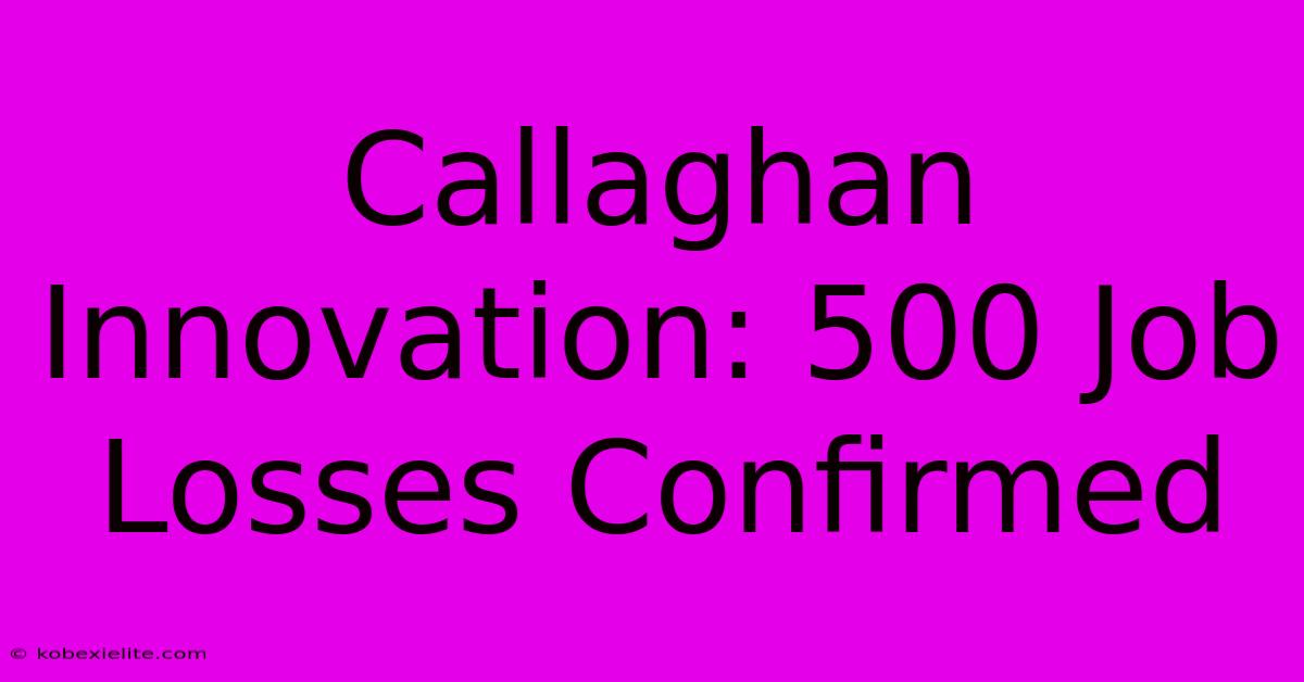 Callaghan Innovation: 500 Job Losses Confirmed