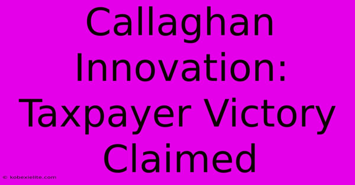 Callaghan Innovation: Taxpayer Victory Claimed