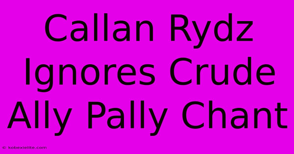 Callan Rydz Ignores Crude Ally Pally Chant