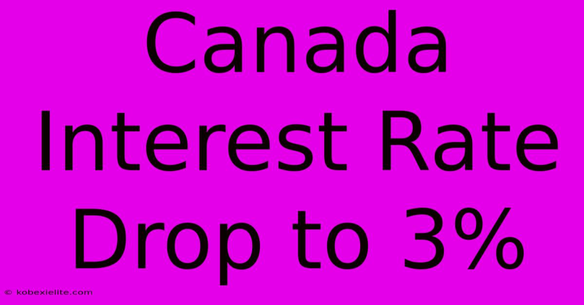 Canada Interest Rate Drop To 3%