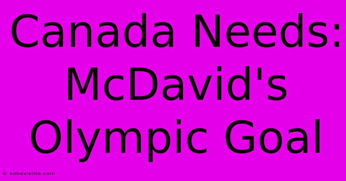 Canada Needs: McDavid's Olympic Goal