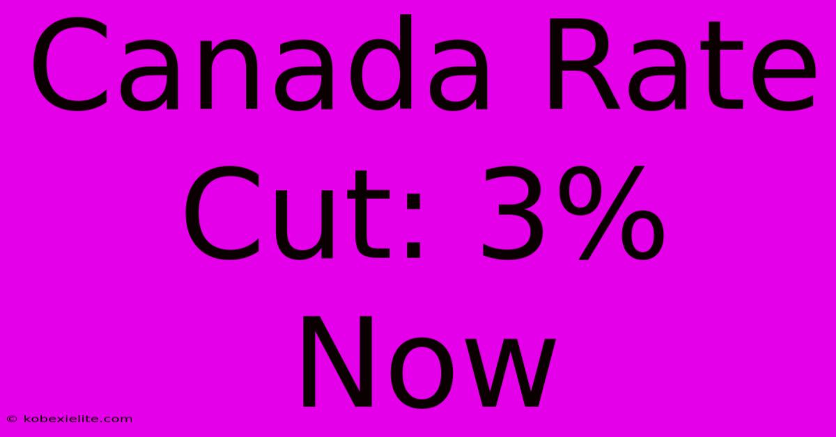 Canada Rate Cut: 3% Now