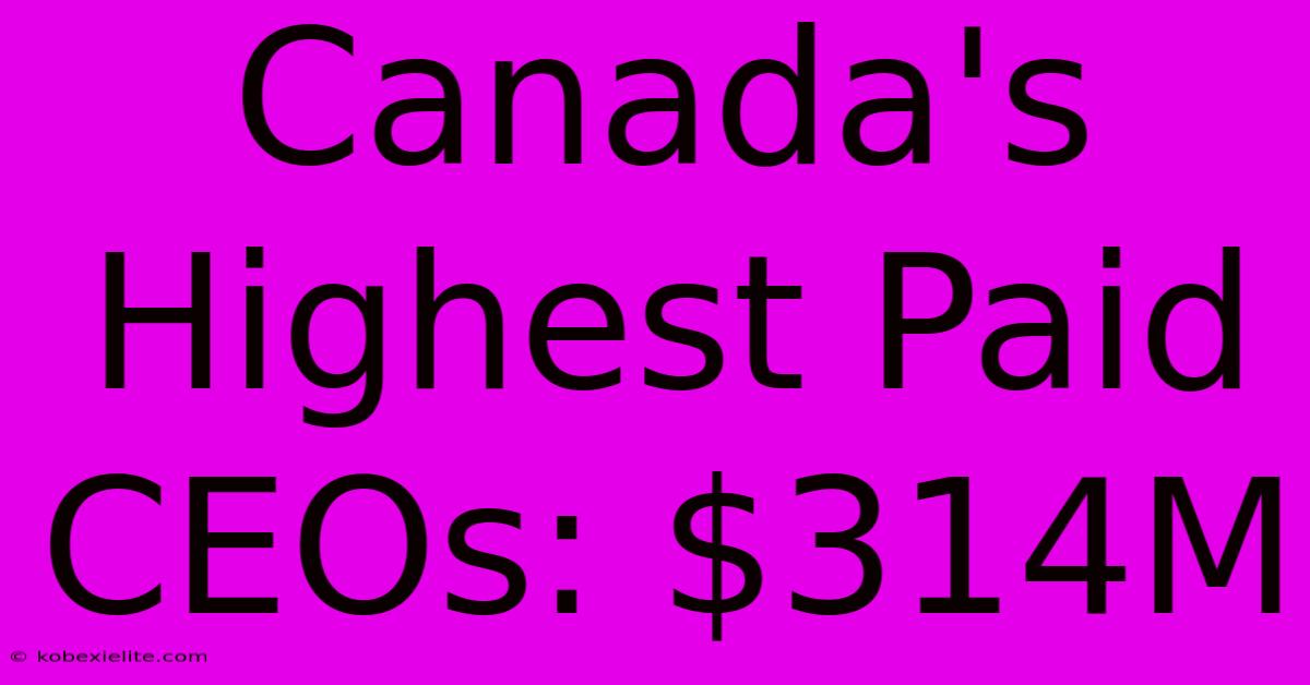 Canada's Highest Paid CEOs: $314M