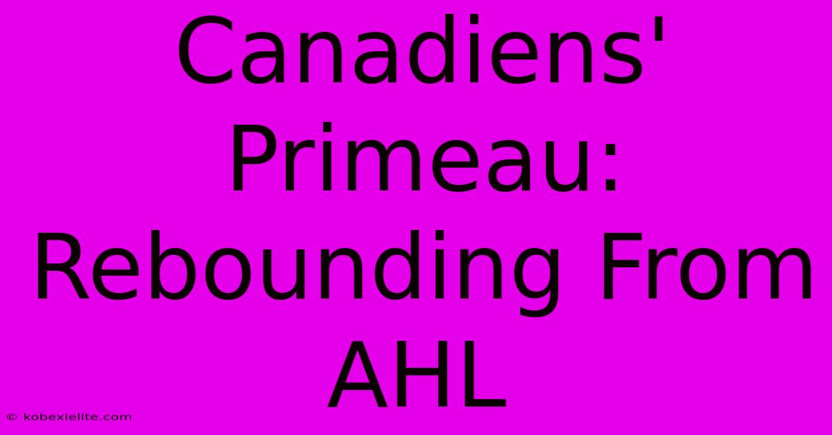 Canadiens' Primeau: Rebounding From AHL