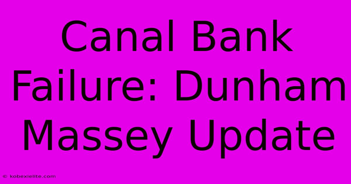 Canal Bank Failure: Dunham Massey Update