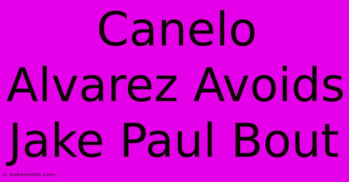 Canelo Alvarez Avoids Jake Paul Bout