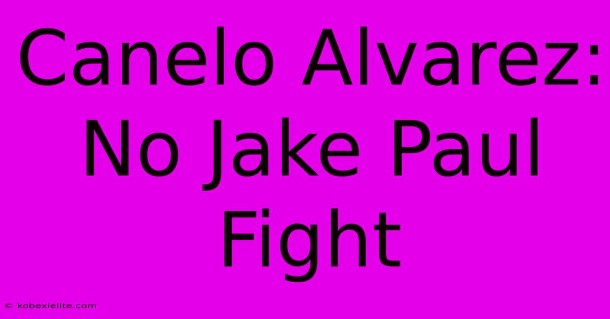 Canelo Alvarez: No Jake Paul Fight