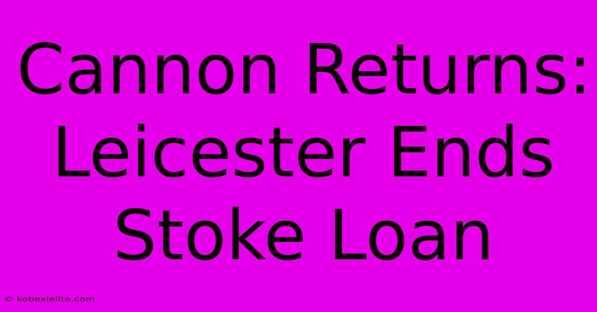 Cannon Returns: Leicester Ends Stoke Loan