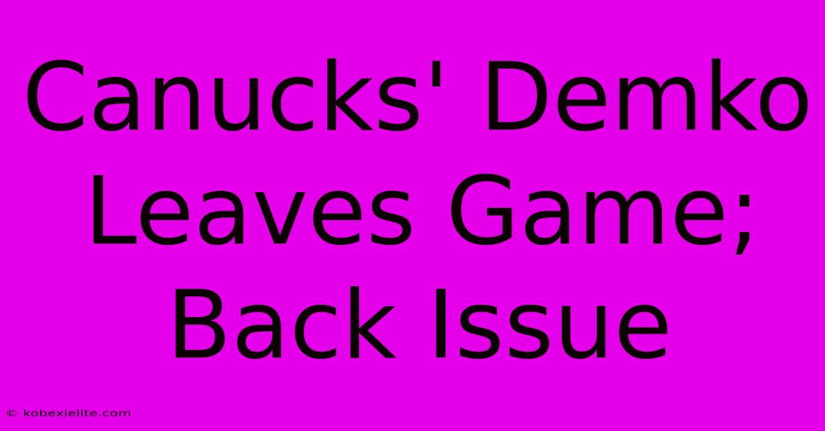 Canucks' Demko Leaves Game; Back Issue