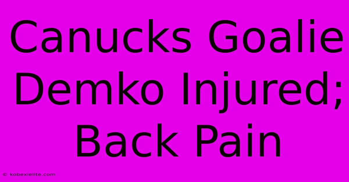 Canucks Goalie Demko Injured; Back Pain