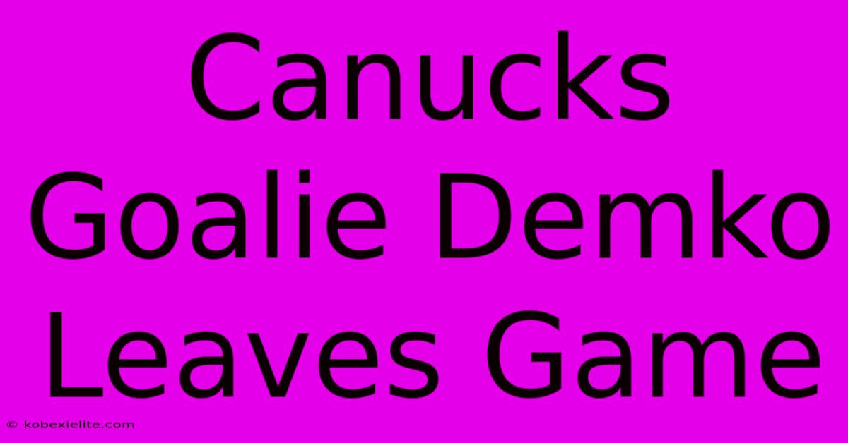 Canucks Goalie Demko Leaves Game