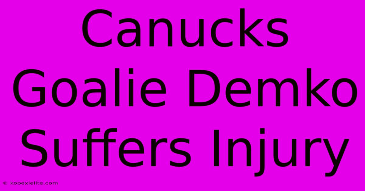 Canucks Goalie Demko Suffers Injury