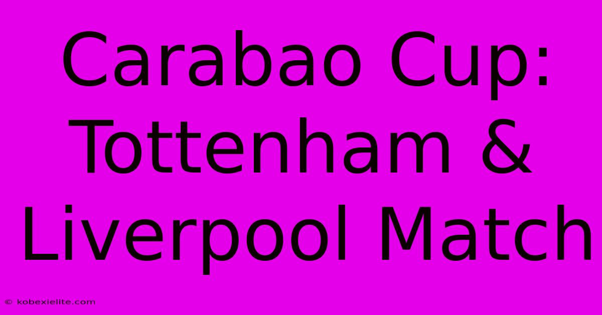 Carabao Cup: Tottenham & Liverpool Match