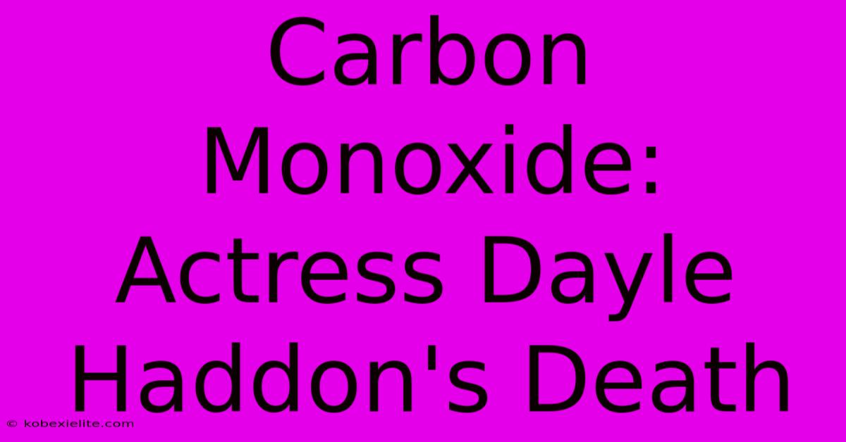 Carbon Monoxide: Actress Dayle Haddon's Death