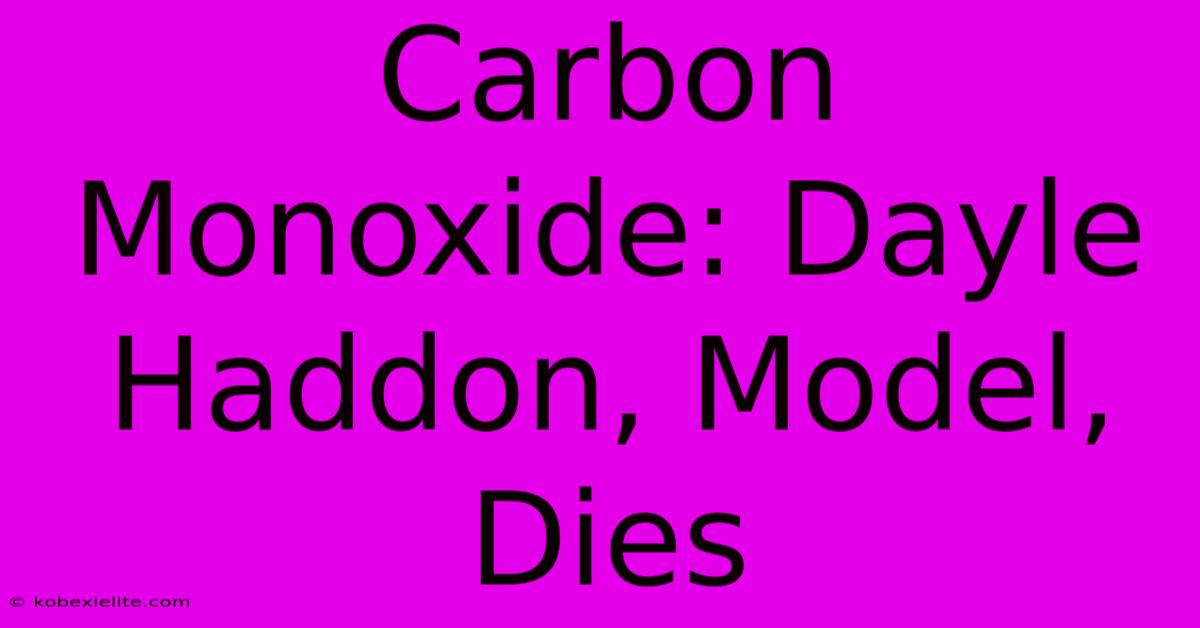 Carbon Monoxide: Dayle Haddon, Model, Dies