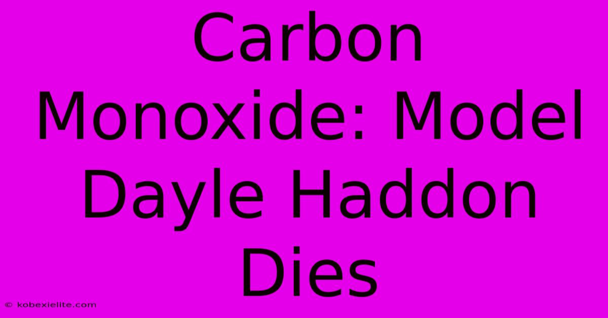 Carbon Monoxide: Model Dayle Haddon Dies