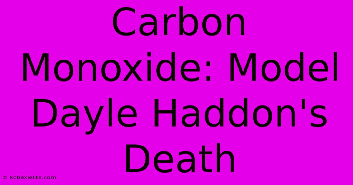 Carbon Monoxide: Model Dayle Haddon's Death